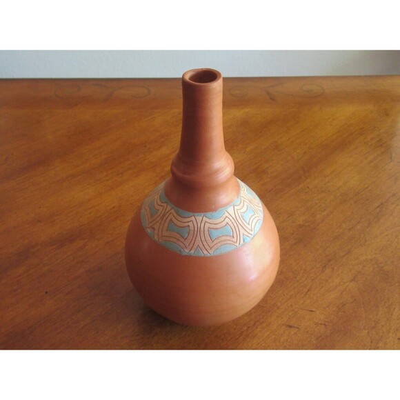 Terra Cotta Ceramic 7.5” Bottle Vase Handmade Ibiza Spain Souvenir Clay Pottery - Picture 6 of 9